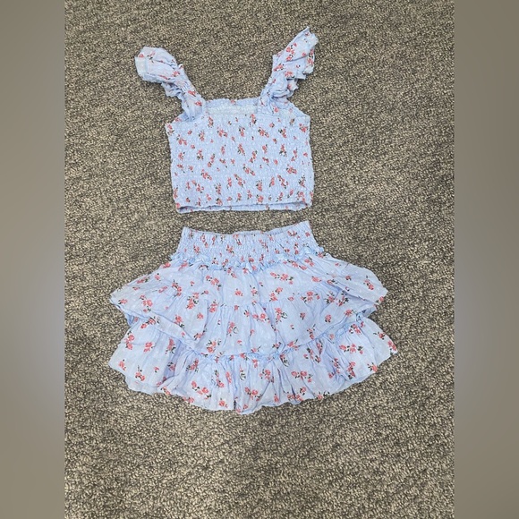 FBZ Flowers by Zoe Floral Blue Two-Piece Skirt Set - Picture 2 of 3